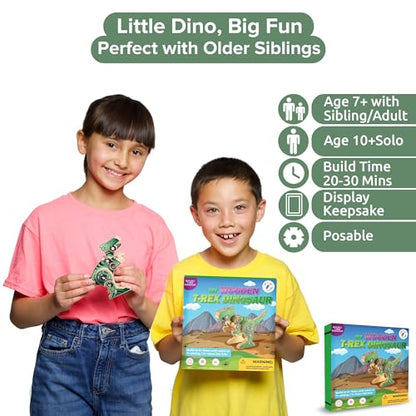 Little Jupiter DIY Wooden Kit with Stickers - Dinosaur Toys for Kids for 7-12 Yrs - Dinosaur Toy Woodworking Kits - Wood Crafts - Kids Building Kit - Wooden Crafts (T-Rex) - size: T-Rex