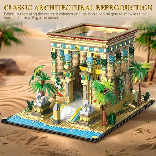 Philaedin Temple Building Set for Adults, Egyptian Architecture Building Blocks, Miniature Nile Temple Scene, Famous Landmark Collection Home Décor Model Building Kit, 2018 Pcs