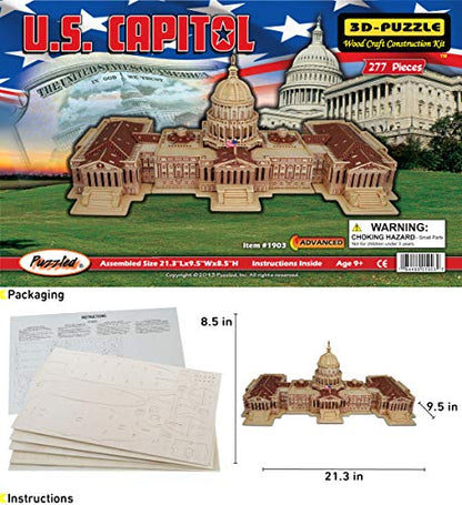 Puzzled 3D Puzzle The US Capitol Building Construction Kit, 277 Pieces Pack