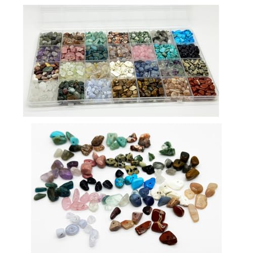 Jewelry Making Kits with 28 Colors Gemstone Chips, Crystal Bead Ring Maker Kit with Jewelry Making Supplies (28 Colors) - color: 28 colors
