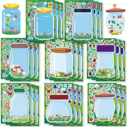 Bug Jar Make a Face Stickers 24 Sheets, Insect Crafts for Kids - color: Bugjar