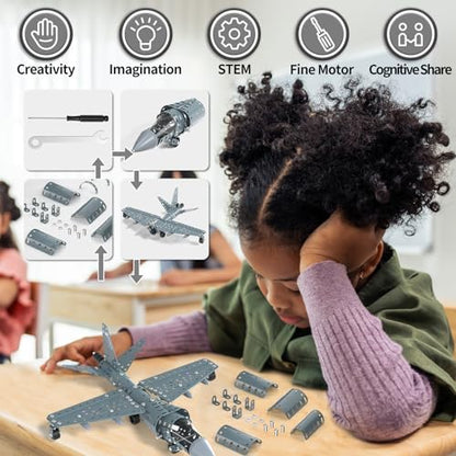 Lucky Doug STEM Building Projects Model Airplane Jet Set - Building Toys for Kids Ages 8-12, Assembly Science Kit for Boys 8 9 10 11 12 Years Old - style: 8802