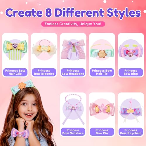Kiditos DIY Ribbon Bow Maker Kit for Girls Ages 5+, Hair Accessory Set