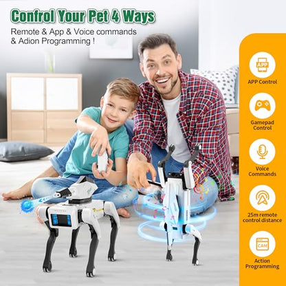 Shoot Robot Dog - Interactive STEM Pet with Voice Control, 30+ Actions & APP Programming, Durable Design for Kids Age 6+ (Compatible with iOS/Android) - style: shoot robot dog