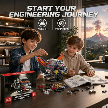 V8 Engine Model Kit, 767 PCS Mini Car Engine Building Sets