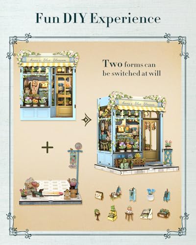 Cutefun Book Nook Kit - DIY Miniature Dollhouse Kit for Adults and Teens - color: Anna's Blue Blossom
