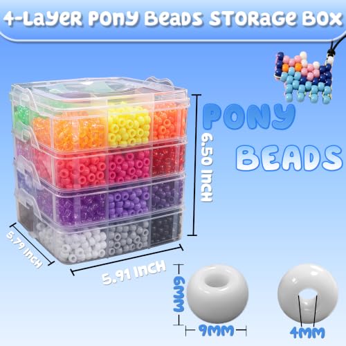 LIS HEGENSA 24Color 4300PCS Kandi Pony Beads Bracelets Jewelry Making Kits - size: 24 Color(4300PCS)
