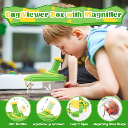 Bug Catching Kit for Kids 3-5: 17 PCS Bug Catcher Kit with Magnifying Glass - color: Green