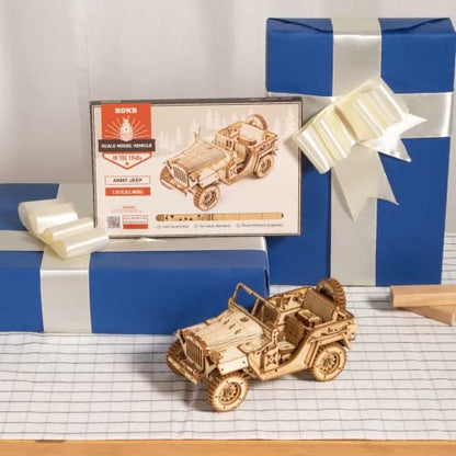 ROKR Model Car Kits Wooden 3D Puzzles Model Building Kits for Adults-Educational Brain Teaser Assembly Model for Adults to Build, Desk Decor/DIY Hobbies for Teens&Kids (Jeep Wrangler/7.5 * 4 * 3.5) - style: MC - Jeep Wrangler