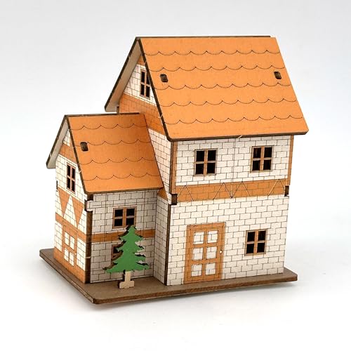 Log Cabin 3D Wooden House Puzzle,DIY Mini Building Model Kit，004 - color: 004