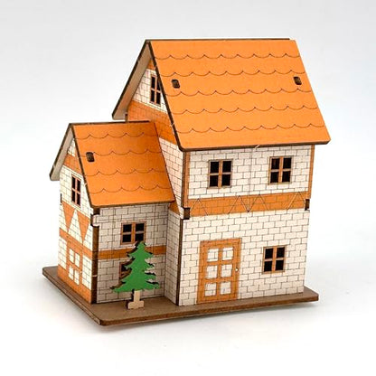 Log Cabin 3D Wooden House Puzzle,DIY Mini Building Model Kit，004 - color: 004