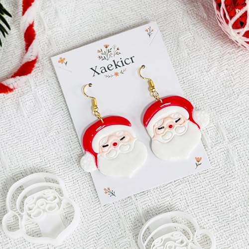 Xaekicr Christmas Santa Polymer Clay Cutters Set – Clay Earring Cutters for DIY Earrings – Cute Holiday Face Clay Molds – Polymer Clay Tools for Jewelry Making - color: F color