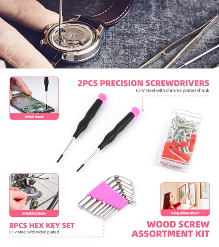 DOWELL 123-Piece Pink Home Repair Tool Kit for Women & Girls - size: 123PCS