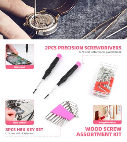 DOWELL 123-Piece Pink Home Repair Tool Kit for Women & Girls - size: 123PCS