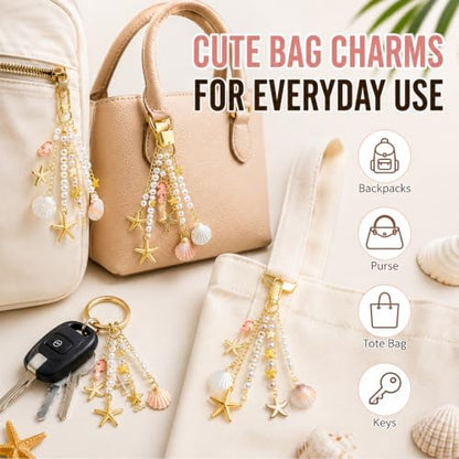 Mavsigak 776 Pcs DIY Keychain Making Kit, Seashell Key Chain Craft Set with Starfish Seahorse Pearl Letter Beads, Keychain Clips and DIY Accessories for Backpacks Purse Tote Bag Charm Kit