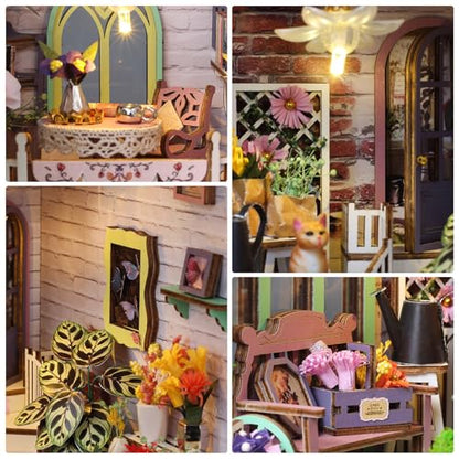 Book Nook Kit, Miniature Kit 3D Wooden Puzzle for Adults, Garden