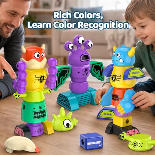 Magnetic Robot Building Toy, STEM Magnet Monster Toys Set for Kids Age 3-5 - color: Monster