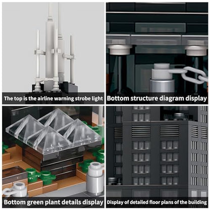 CAXIMSY Willis Tower Chicago Architecture Model Building Blocks Sets The Office Landmarks Skyline Set Toys Collection for Kids Adults 1241Pcs - color: Wlsds Architecture