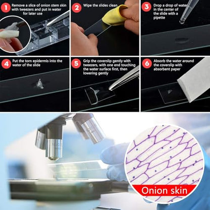 50 Pieces Microscope Slides and 100pcs Pre-Cleaned 20mm x 20mm Microscope Cover Slips Glasses for Basic Biological Science Education