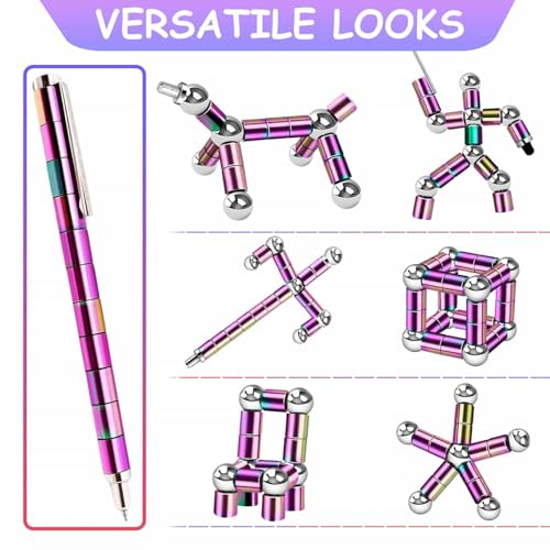 Magnetic Fidget Pen teen gifts - Cool Gadgets Gift for Men Dad, Modular Metal Stress Relief Toy for ADHD Anxiety, Creative Building Blocks Writing Stylus, Ideal Father's Day & Graduation Present - color: S-color