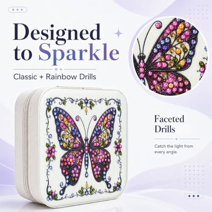 2 PC Diamond Art Jewelry Boxes Craft Kits for Women Adult Bedazzling Kit - color: Purple and Blue