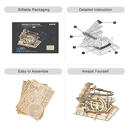 ROKR 3D Wooden Puzzles Mechanical Models - DIY Wooden Marble Run Kit &Treasure Box Gifts for Adults &Teens 14+