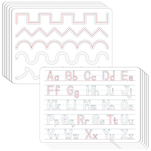 24Pcs Handwriting Practice Double Sided Cardboard for Students ABC Alphabet Tracing Dry Erase Whiteboard Letters Writing Paper Cardboard for Teacher Tool Portable Writing 12" x 9" - style: ABC Alphabet Tracing