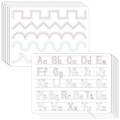 24Pcs Handwriting Practice Double Sided Cardboard for Students ABC Alphabet Tracing Dry Erase Whiteboard Letters Writing Paper Cardboard for Teacher Tool Portable Writing 12" x 9" - style: ABC Alphabet Tracing