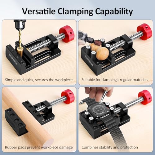ArtyMaster Mini Drill Press Vise with Rubber Soft Jaws, 0-2.48" Clamping Range Mini Vice Clamp for Crafts, Jewelry Making, Modeling and Repairs, Precision Aluminum Small Vise for Small Projects - style: Mini Vise