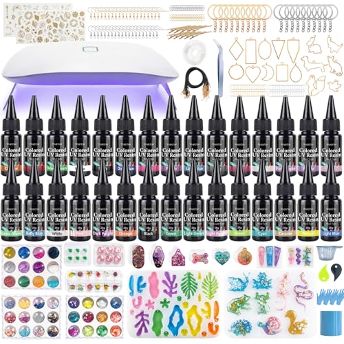 All-Inclusive Keychain Making Kit, 30-Color UV Resin,DIY Craft Decor - color: 30 Colors