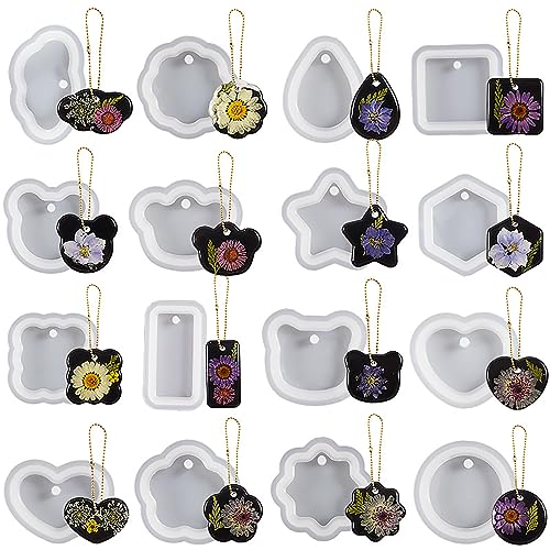 16-Piece Jewelry Mold Set - Oval Pendant, Resin & Clay, 3D & Silicone Molds for Resin Casting & Candle Making - color: pendant-12-pack