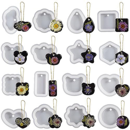 16-Piece Jewelry Mold Set - Oval Pendant, Resin & Clay, 3D & Silicone Molds for Resin Casting & Candle Making - color: pendant-12-pack