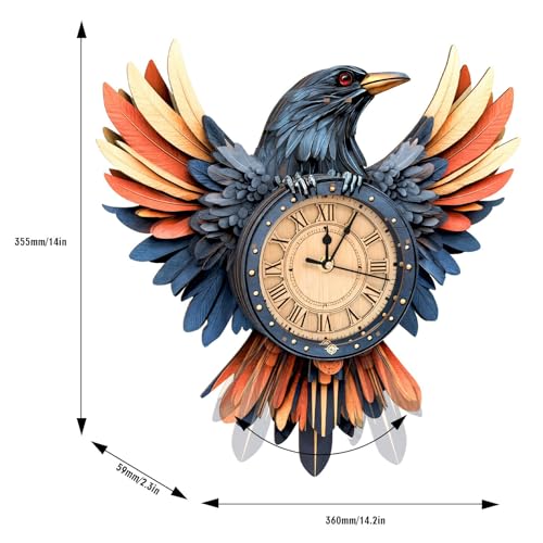3D Puzzles for Adults, Raven Wall Clock 3D Wooden Puzzles Clock Kits for DIY Birthday Gift for Women Men Home Decor Holiday Christmas - color: Raven