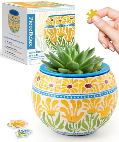 PieceRelax Unique 3D Puzzle Planter - 80 Plastic Pieces [K1126] - color: Summer Blossoms