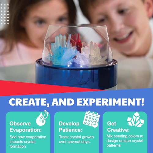 Crystal Growing - Colour Changing Crystals Light - Crystal Growing Kit with LED Lights, STEM Kits Learning for Kids, Create Unique Designs and Vibrant Displays, Safe Non-Toxic Materials - style: Crystal Growing Color Changing LED Light Kids Science Kit