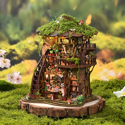 Forest Tea Book Club Book Nook Kit with LED Treehouse Library - style: Forest Tea Book Club