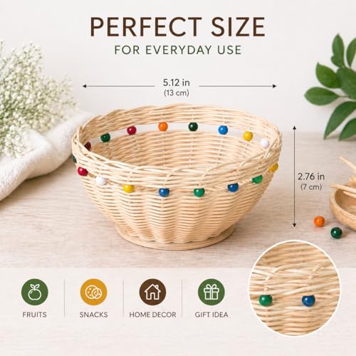 PEDDIG SHOP Beaded Basket Weaving Kit – DIY Rattan Craft Set for Beginners & Adults – Complete Basket Making Kit with Wooden Beading & Step-by-Step Guide