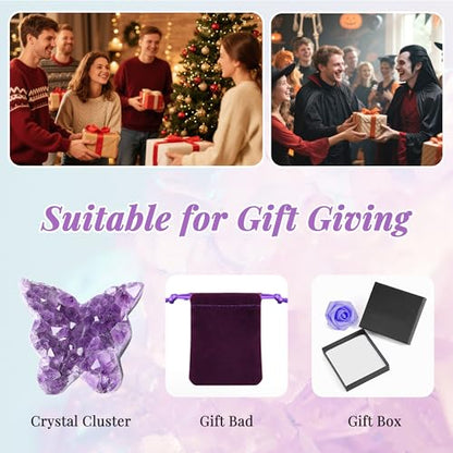 ZHIYUXI Butterfly Gifts Crystal Butterfly Cluster Amethyst Healing Crystals - color: U# Butterfly