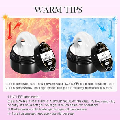 3D Nail Art Gel Clear and White Solid Builder Gel for Nails
