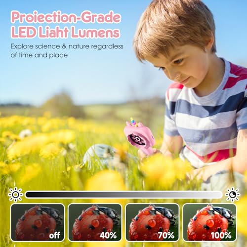 2.4" Screen Kids Microscope, 4K Handheld Digital Microscope - color: Pink