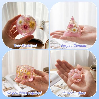 KISREL Epoxy Resin Kit 8OZ with Molds, 12 Glitter & Tools for Beginners - size: 8oz Resin Kit