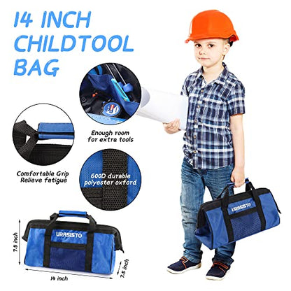 URASISTO 12-Piece Kids Tool Set with Tool Storage Bag, Junior Real Hand Tool Kit for Boys & Girls, Children Learning Tools for DIY Building and Woodworking, Age 8+