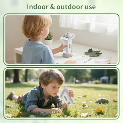 Kids Digital Microscope 1200X Handheld Portable STEM Science Toy(White)