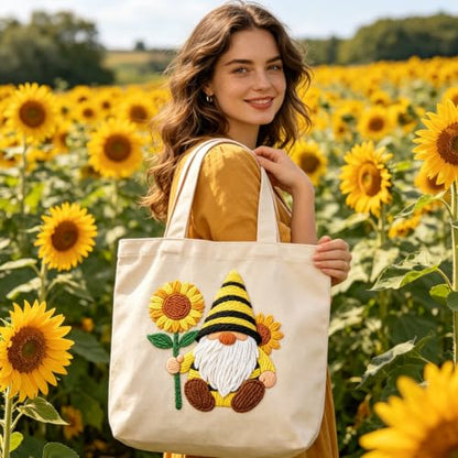 BEUNITONE 2 Pcs Gnome & Sunflowers Punch Needle Kits for Adults Beginner - color: 06-Sunshine Dwarf