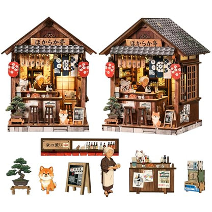DIY Book Nook Kit, 3D Wooden Puzzles for Adults, Japanese Izakaya - color: Sakura Alley Sake Bar