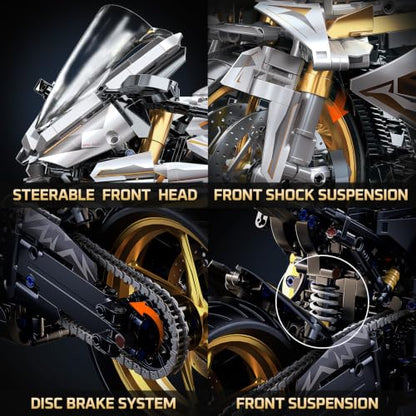 QiqoPoyee 1:5 Large Platinum Superbike Motorcycle Building Kits for Adults