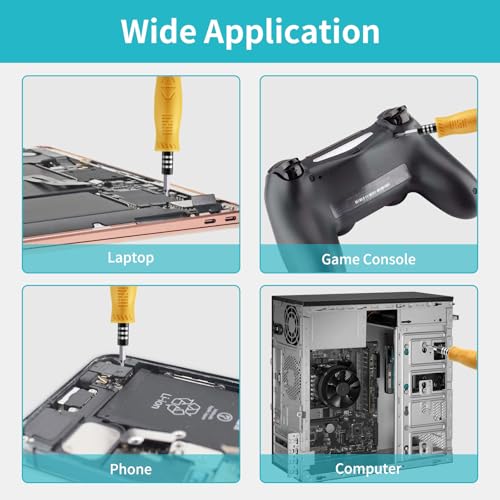 SHOWPIN Mini Precision Screwdriver Set: Electronics Repair Tool Kit for Computer Laptop Nintendo Phone PS4 with 35PCS Bits T5 T6 T8 T10 T15 Torx Y00 Tri-wing for Beginner IT DIY - color: Yellow