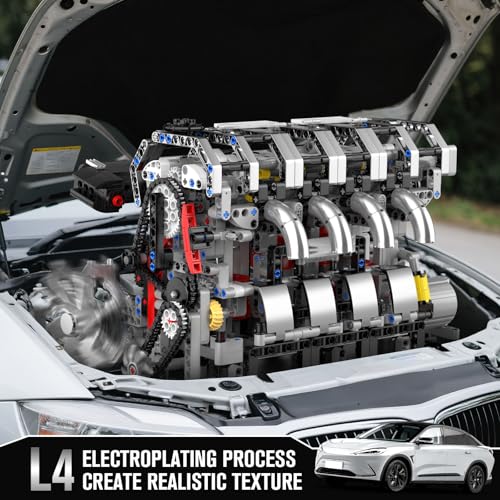 Mould King 10087 L4 Engine Model Building Blocks Kit for Adults, Build Your Own Cars Engine that Works, DIY STEM Toy for 14+ Teens(1897 Pcs) - style: L4 Engine