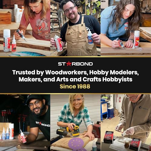 Starbond Medium Super Glue Pro Kit (2 oz) – Strong, Fast, All-Purpose CA Glue (Cyanoacrylate Adhesive) – with Anti-Clog Cap, Precision Tips & Extra Nozzles for Woodworking, Quick Fixes & Hobby Models - size: 2 ounce