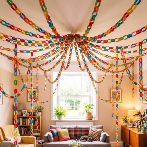 360 Sheets Paper Chain Garland Paper Kit, 2 x 8 in, Vibrant - color: Vibrant, size: 2 x 8 in